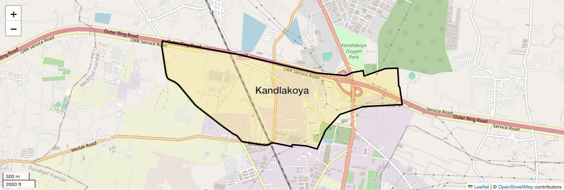 Location Map of Kandlakoya, Hyderabad