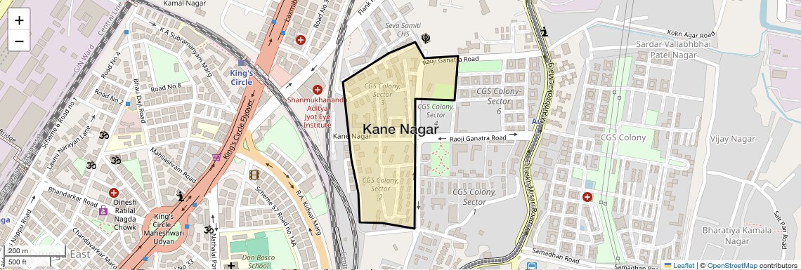 Location Map of Kane Nagar, Mumbai