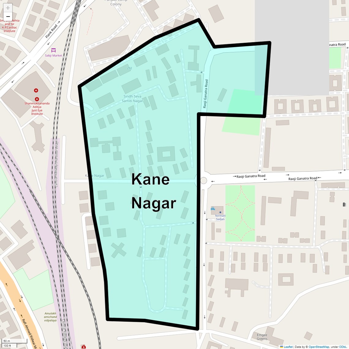 Location Map of Kane Nagar, Mumbai