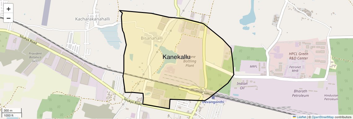 Location Map of Kanekallu, Bangalore