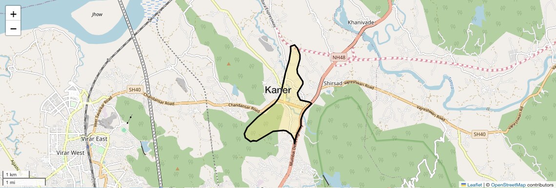 Location Map of Kaner, Palghar