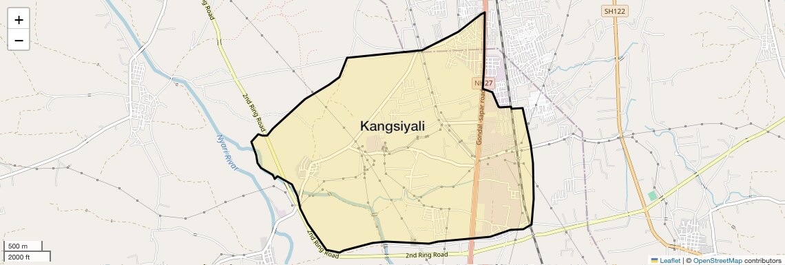 Location Map of Kangsiyali, Rajkot