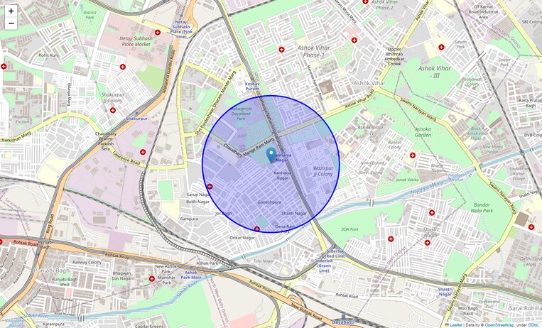 Location Map of Kanhiya Nagar
