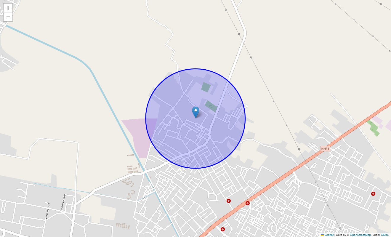 Location Map of Kanjar Mohalla, Meerut