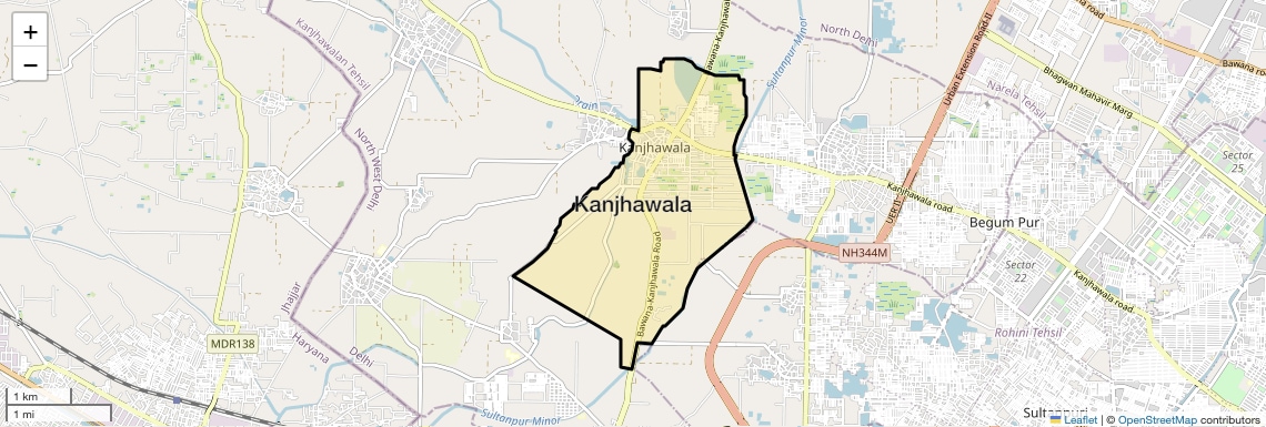 Location Map of Kanjhawala, Delhi
