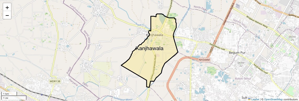 Location Map of Kanjhawala, Delhi