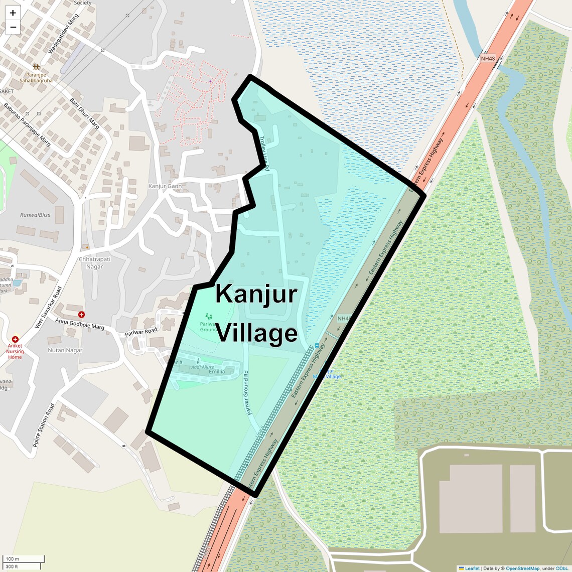 Location Map of Kanjur Village, Mumbai