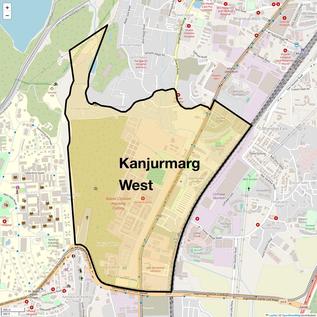Location Map of Kanjurmarg West, Mumbai