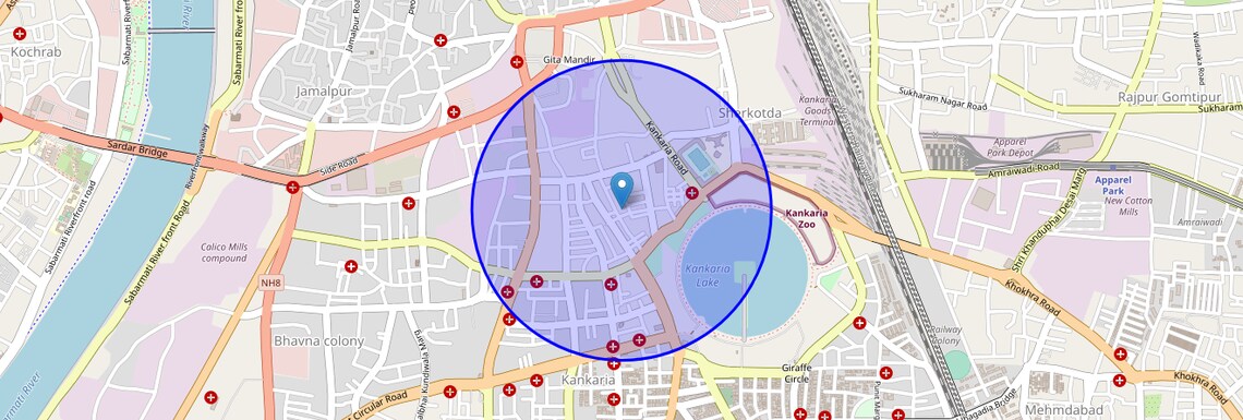 Location Map of Kankaria, Ahmedabad