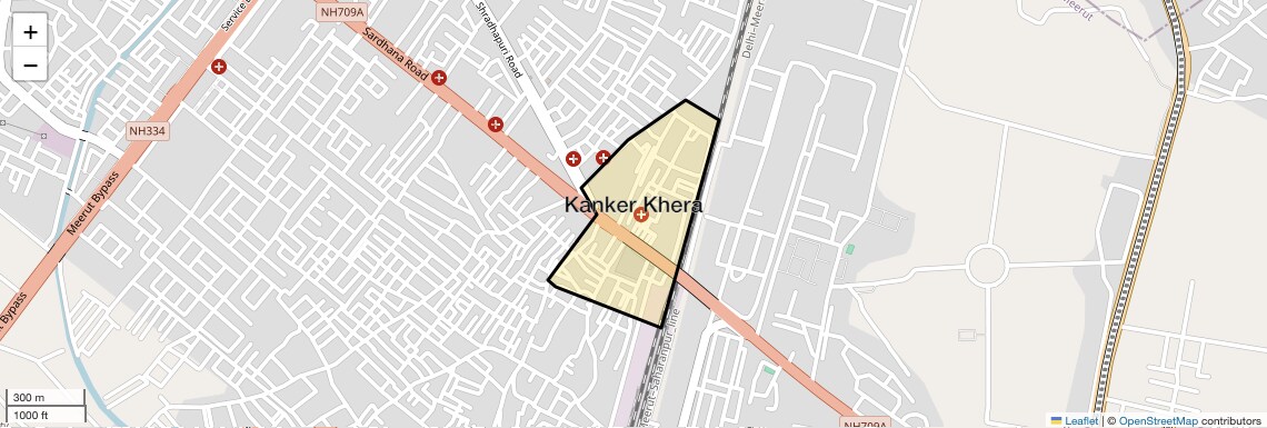 Location Map of Kanker Khera, Meerut