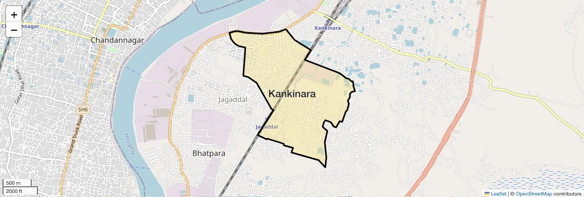 Location Map of Kankinara, Kolkata