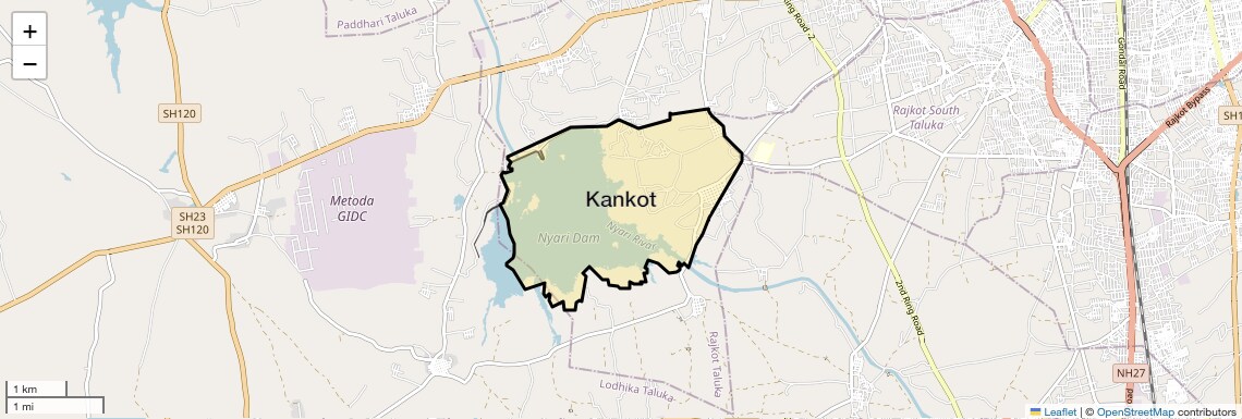 Location Map of Kankot, Rajkot