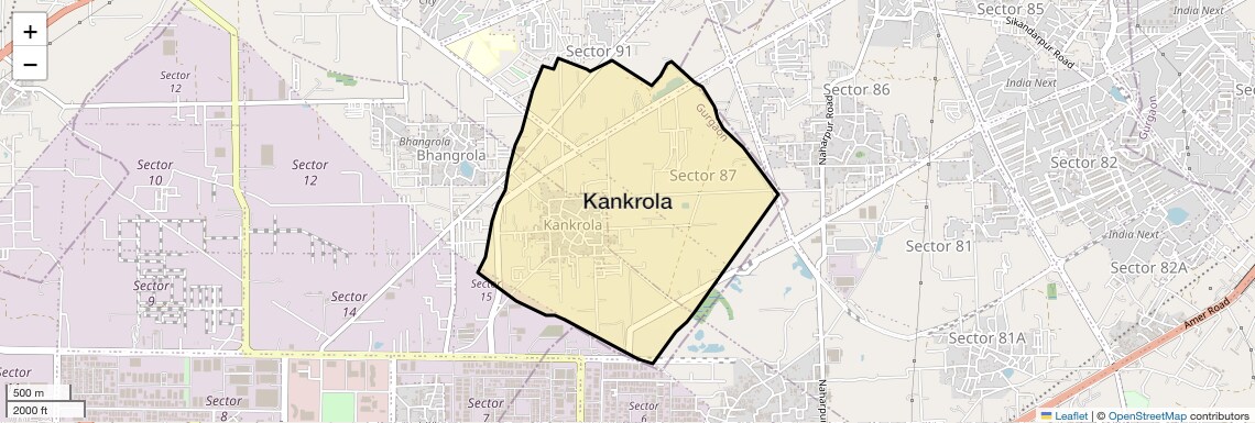 Location Map of Kankrola, Gurgaon