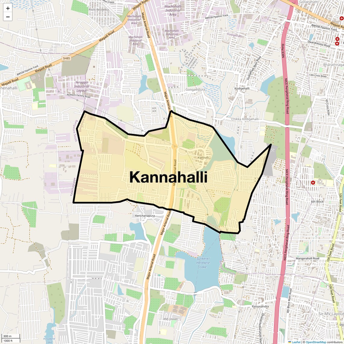 Location Map of Kannahalli, Bangalore