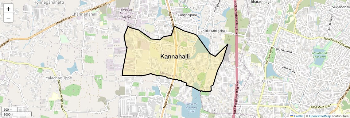 Location Map of Kannahalli, Bangalore