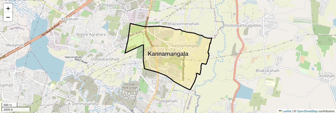 Location Map of Kannamangala, Bangalore