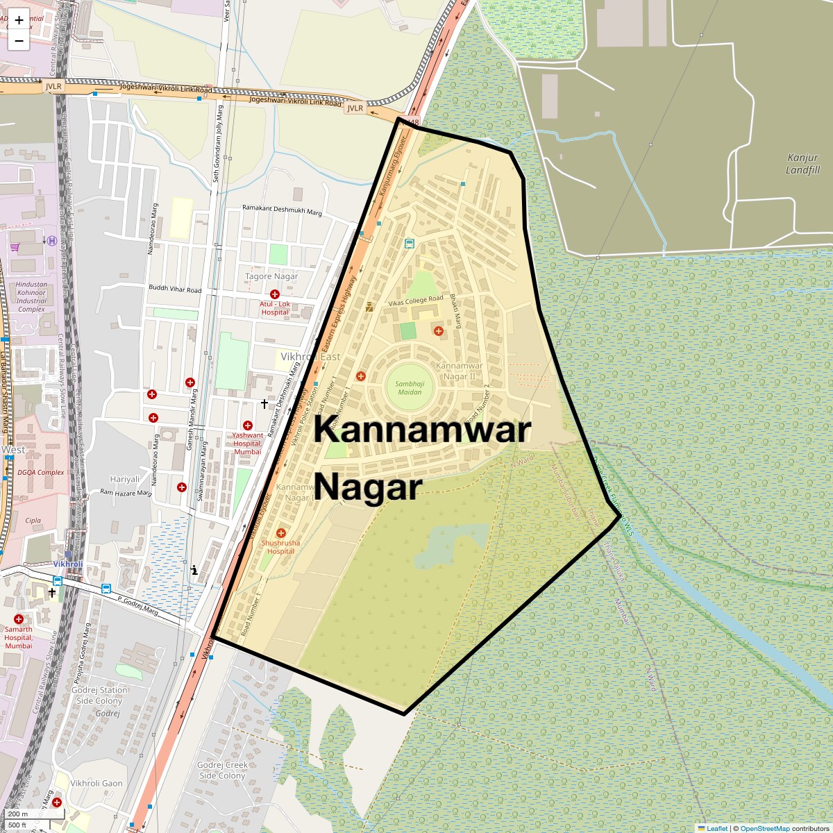 Location Map of Kannamwar Nagar, Mumbai
