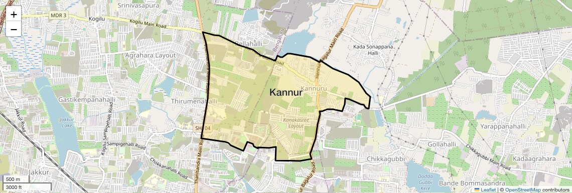 Location Map of Kannur, Bangalore