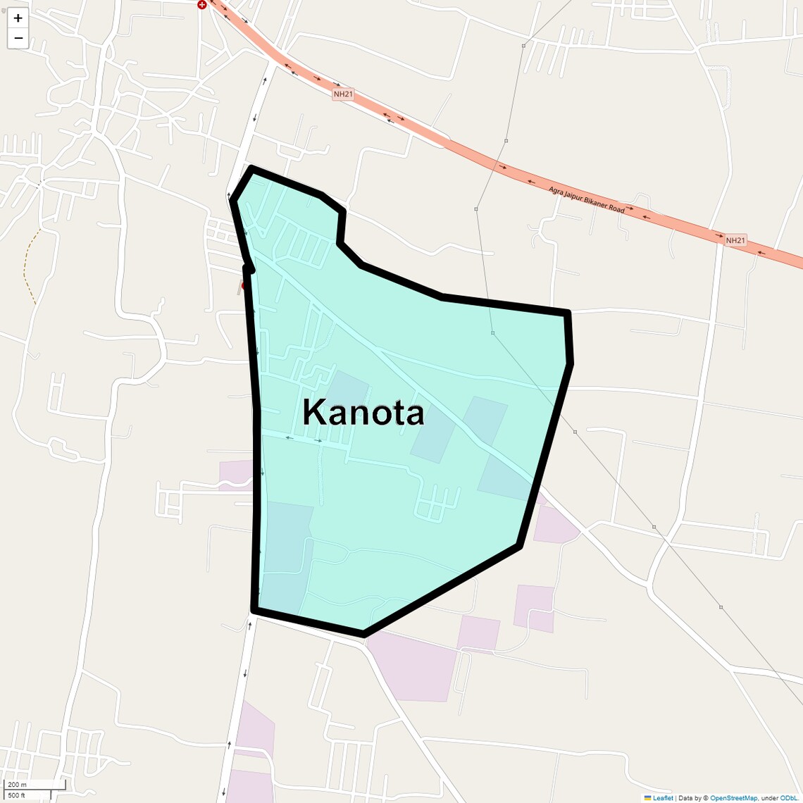 Location Map of Kanota, Jaipur