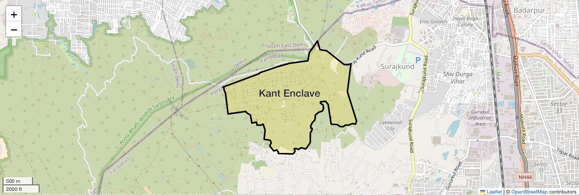 Location Map of Kant Enclave, Faridabad