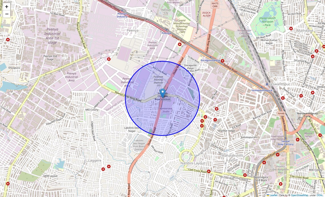 Location Map of Kanteeravanagar, Bangalore