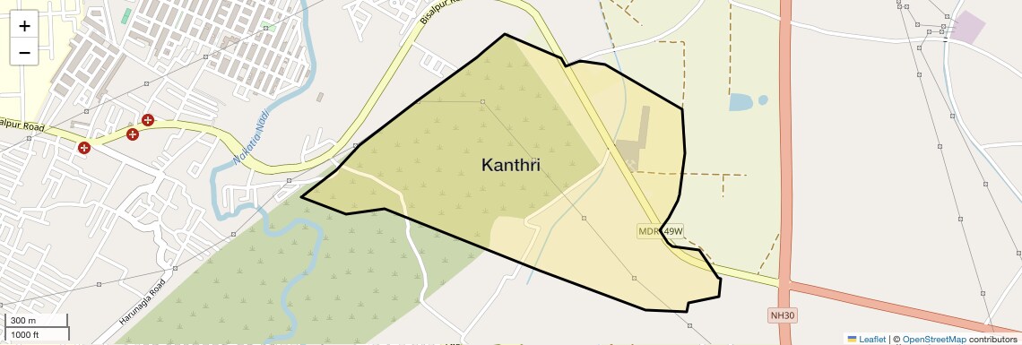 Location Map of Kanthri, Bareilly
