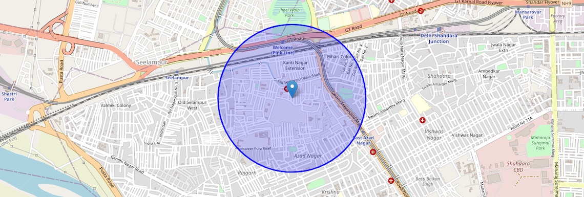 Location Map of Kanti Nagar, Delhi