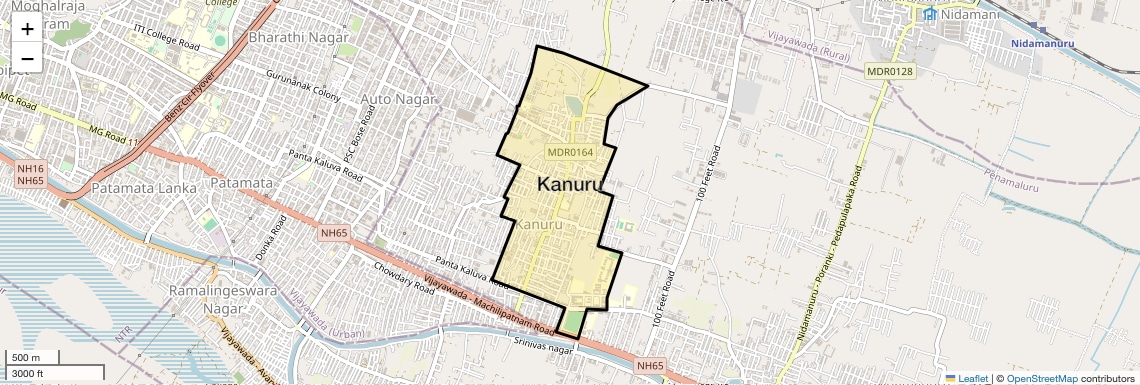 Location Map of Kanuru, Vijayawada