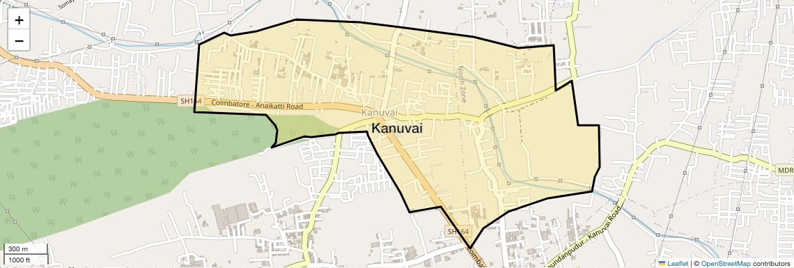 Location Map of Kanuvai, Coimbatore