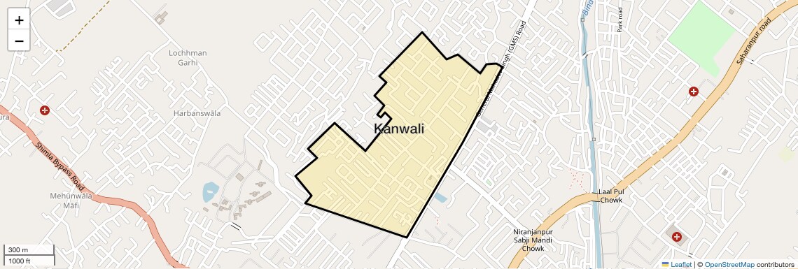 Location Map of Kanwali, Dehradun