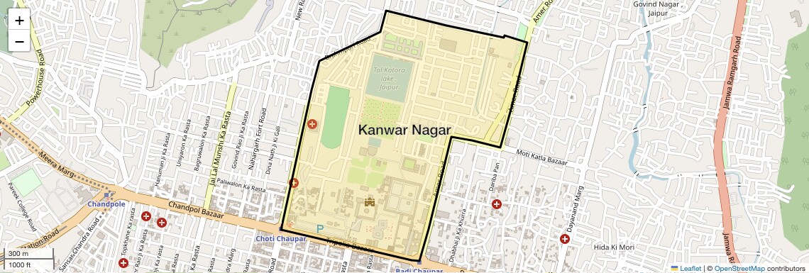Location Map of Kanwar Nagar, Jaipur