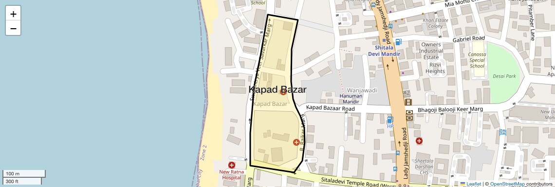 Location Map of Kapad Bazar, Mumbai