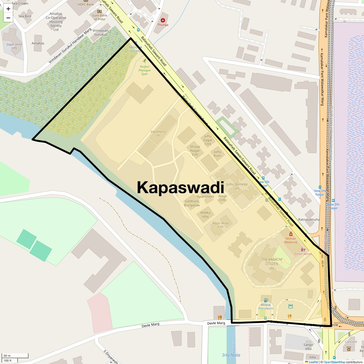 Location Map of Kapaswadi, Mumbai