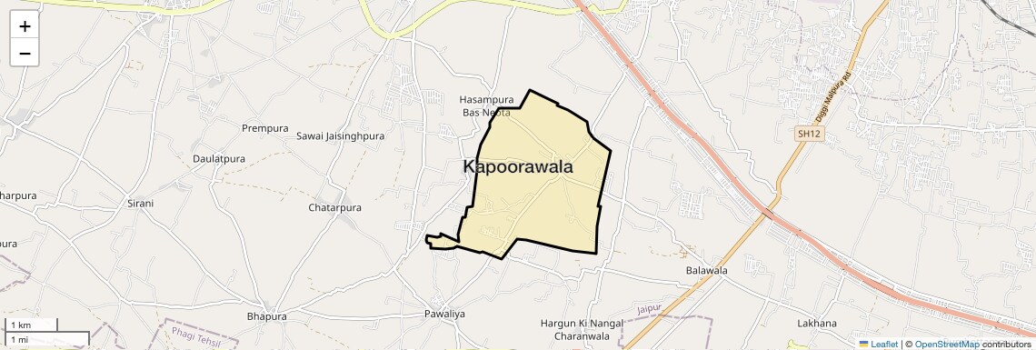 Location Map of Kapoorawala, Jaipur