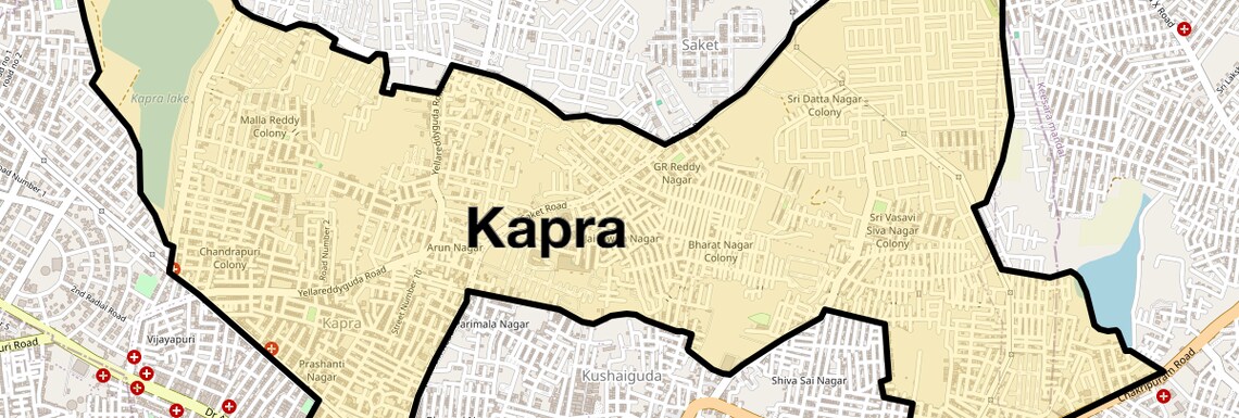 Location Map of Kapra, Hyderabad
