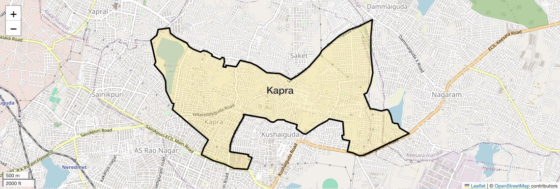 Location Map of Kapra, Hyderabad