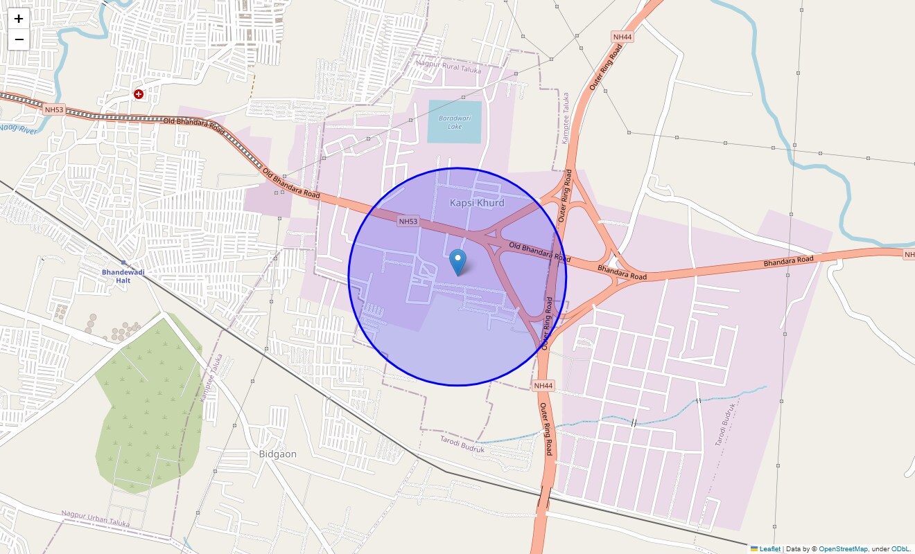 Location Map of Kapsi kh, Nagpur