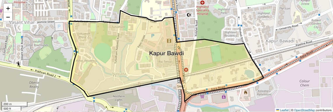Location Map of Kapur Bawdi, Thane