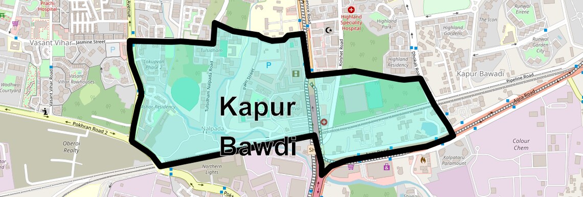 Location Map of Kapur Bawdi, Thane