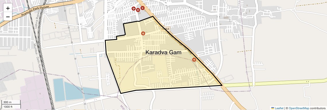 Location Map of Karadva Gam, Surat