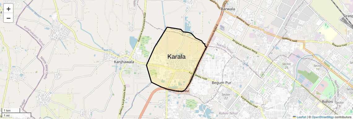 Location Map of Karala, Delhi