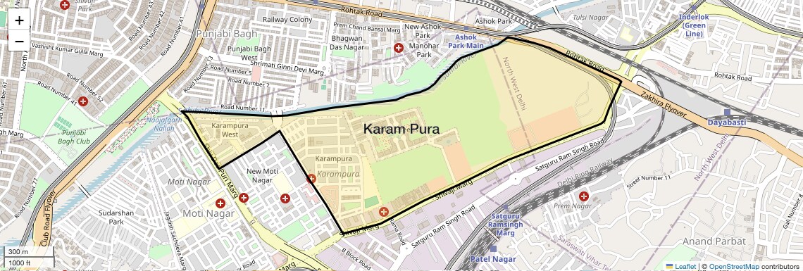 Location Map of Karam Pura, Delhi