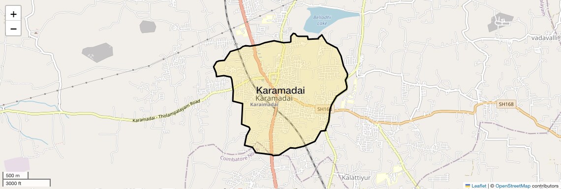 Location Map of Karamadai, Coimbatore