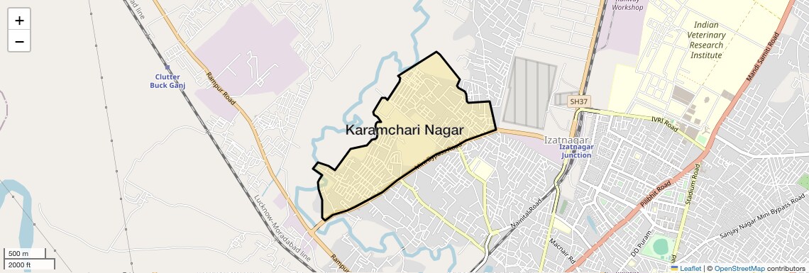 Location Map of Karamchari Nagar, Bareilly