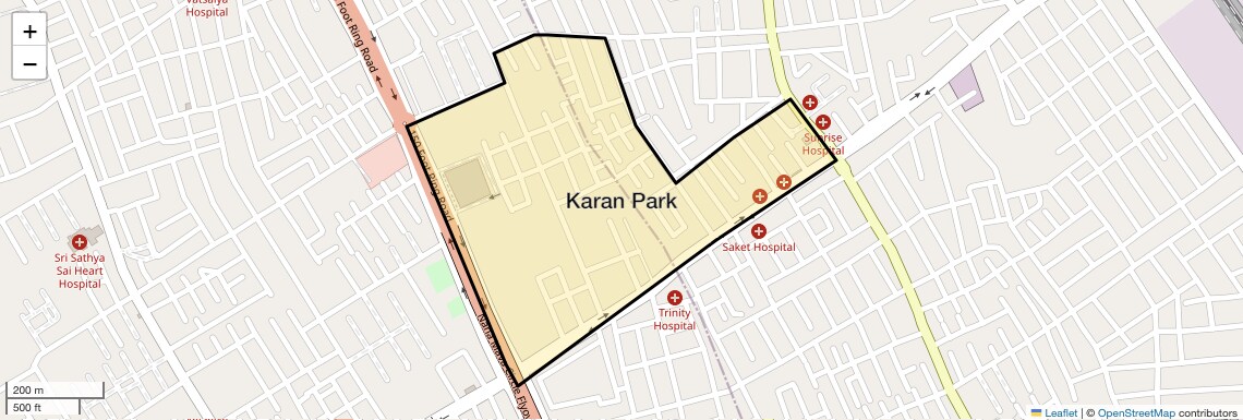 Location Map of Karan Park, Rajkot