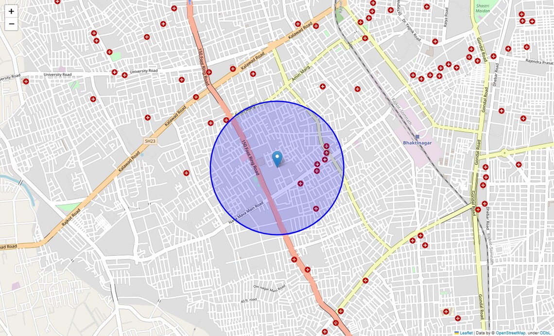 Location Map of Karan Park, Rajkot