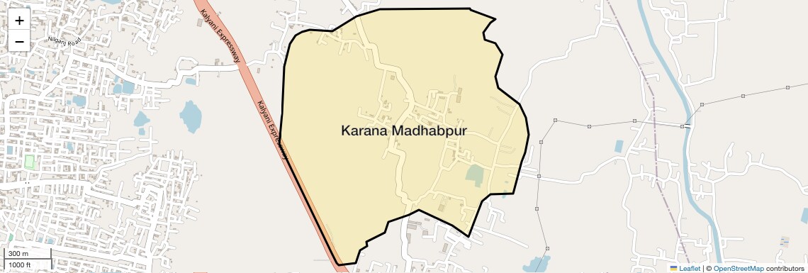 Location Map of Karana Madhabpur, Kolkata
