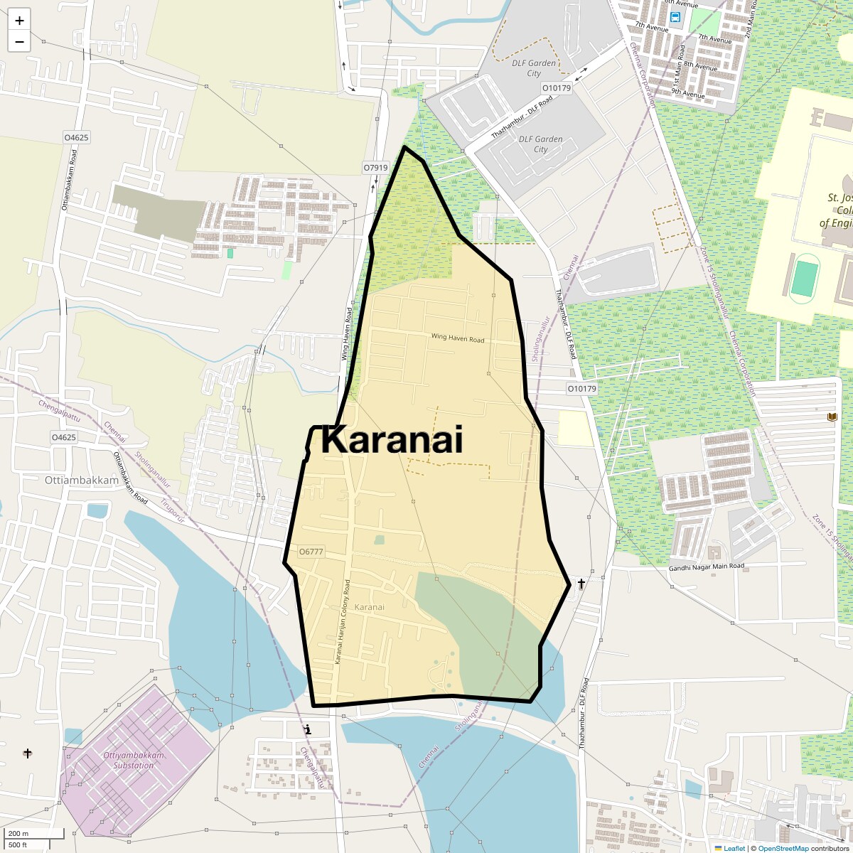 Location Map of Karanai, Chennai