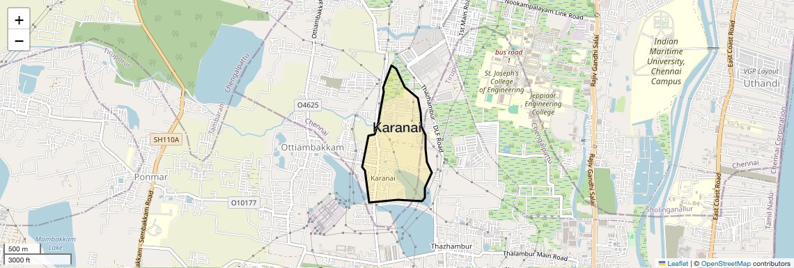 Location Map of Karanai, Chennai