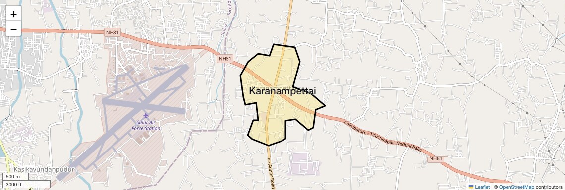 Location Map of Karanampettai, Coimbatore